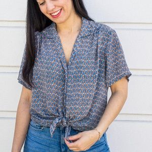 Vintage Printed Blouse | Medium